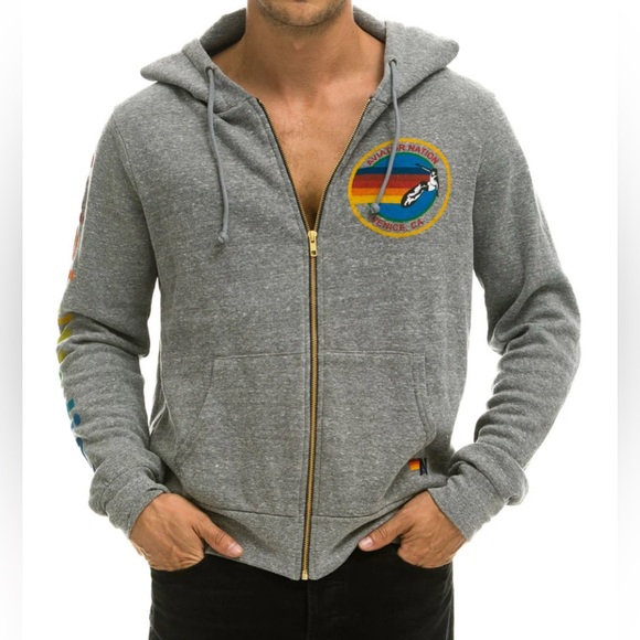 AVIATOR NATION Aspen HOODIE - HEATHER GREY size S unisex - Picture 2 of 5